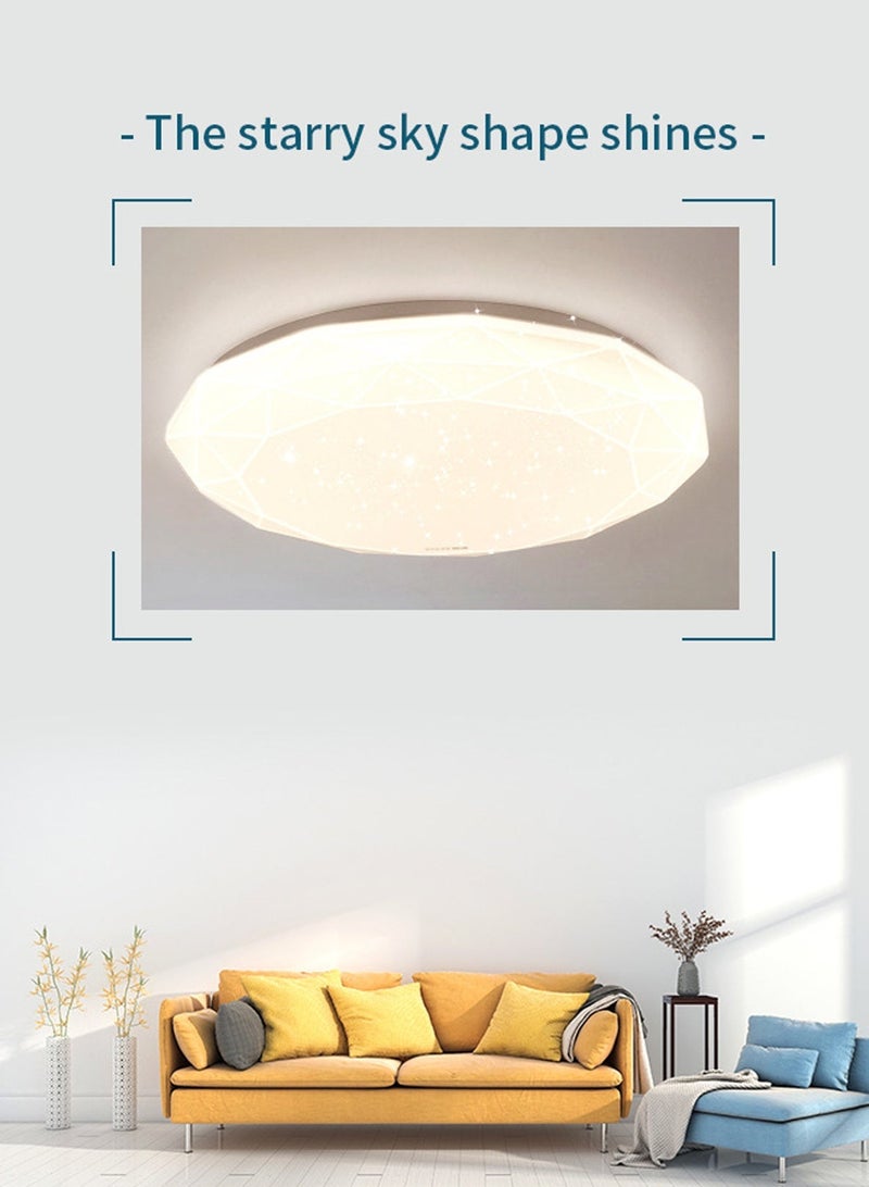 لوبيتيز مصباح سقف الحديثة البسيطة الماس السماء المرصعة بالنجوم اللون 40 سم / 15.7 بوصة أدى جزءا لا يتجزأ من السقف مصباح الجولة ثلاثة ألوان باهتة 3000K-6000K ، ومناسبة لغرفة نوم وغرفة معيشة ومطبخ - Image 3